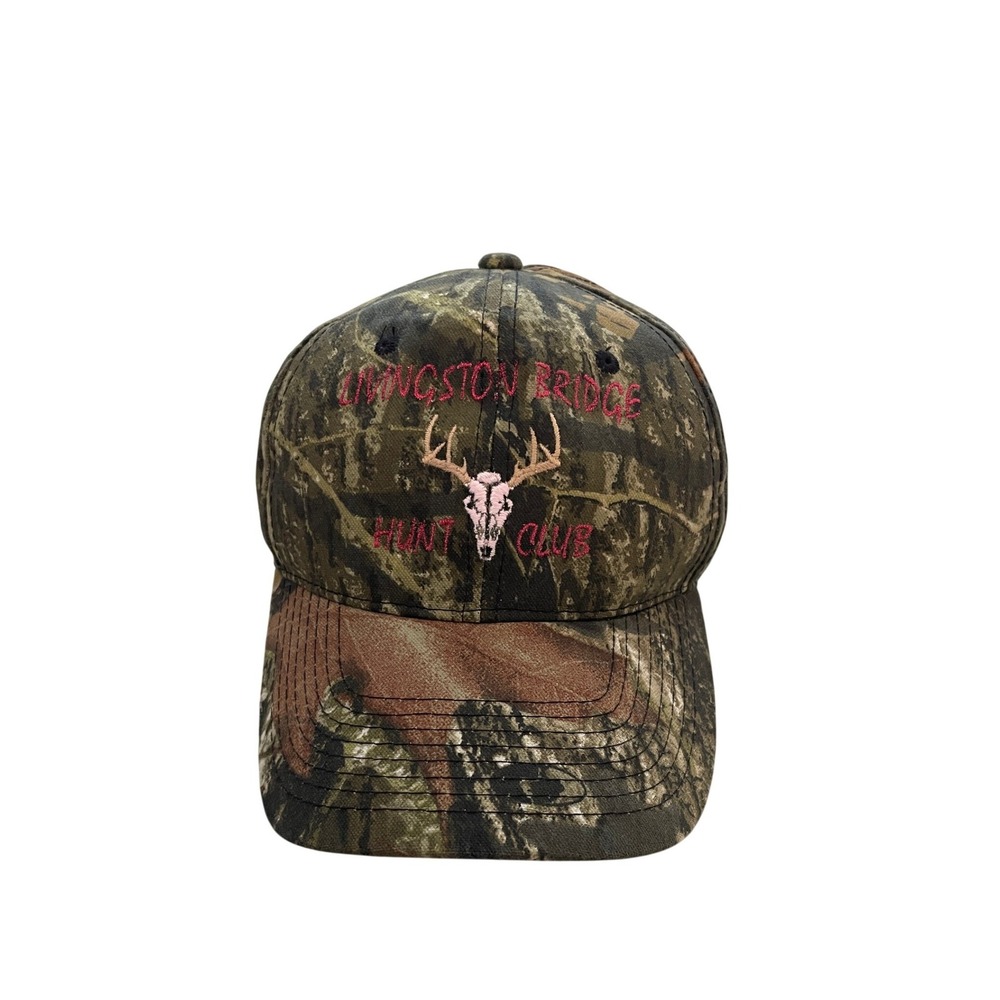 Livingston Bridge Hunt Club Camo Hat Pink Deer Skull Embroidery Port Authority